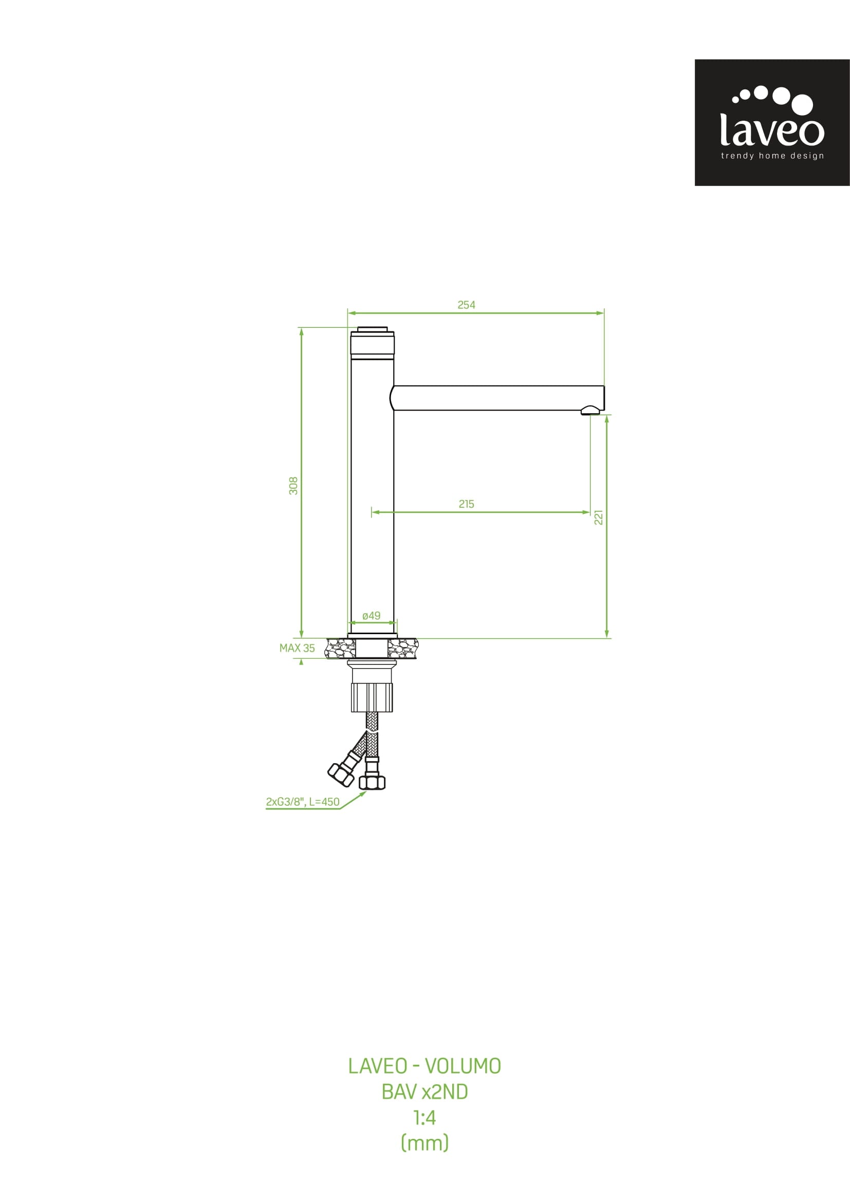 Bateria umywalkowa stojąca nablatowa Laveo Volumo