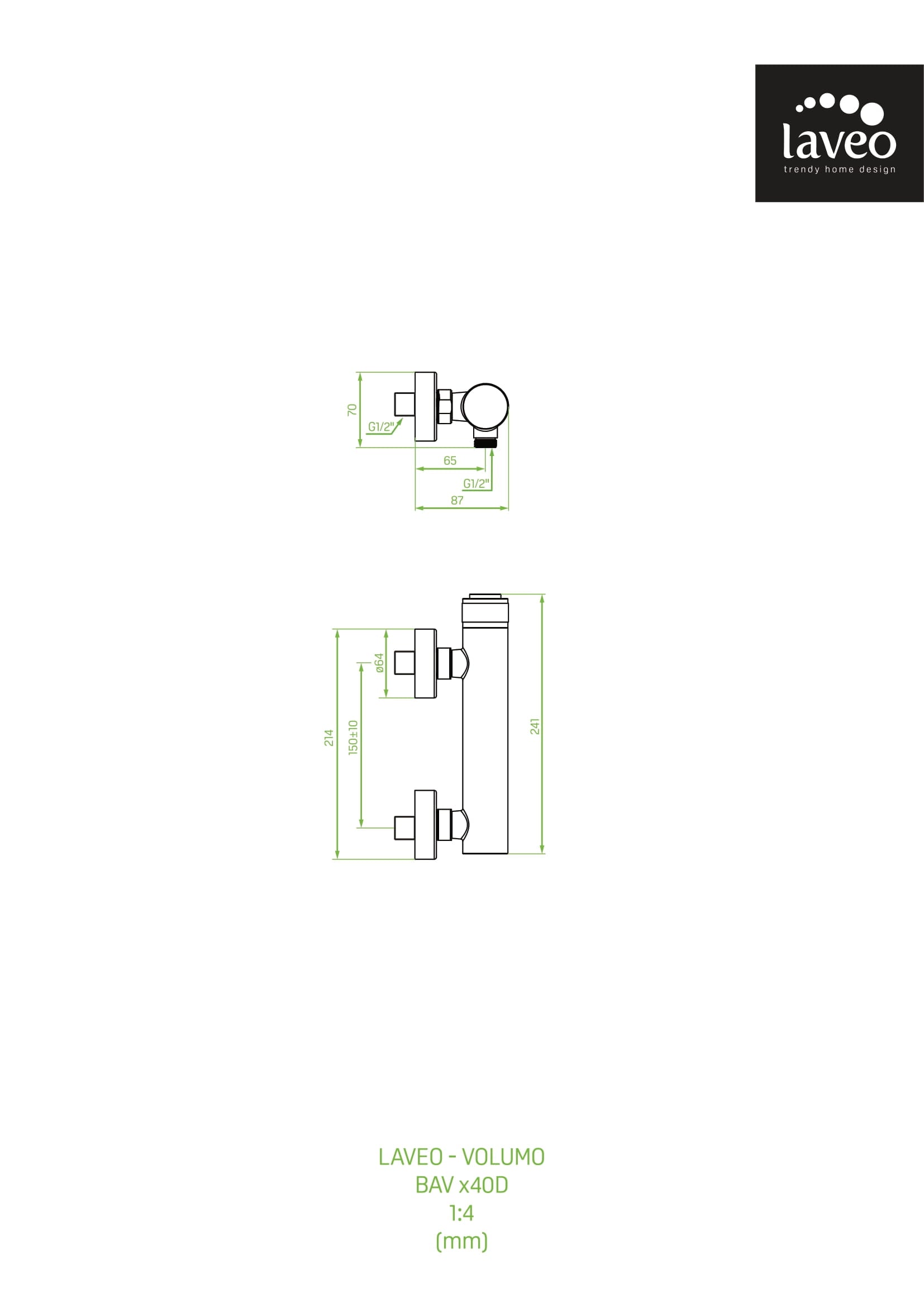 Bateria prysznicowa ścienna bez zestawu prysznicowego Laveo Volumo