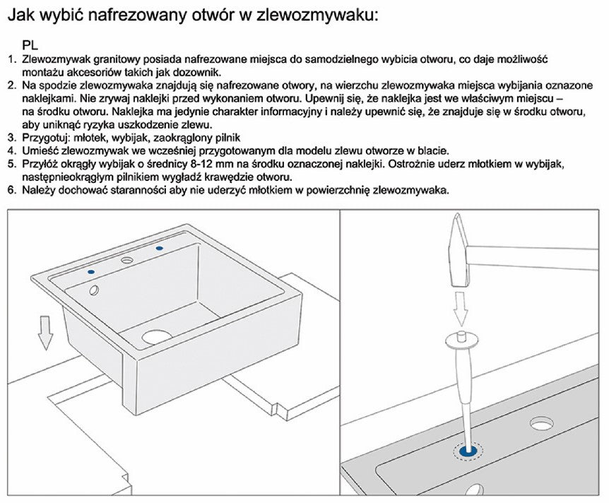 Zestaw zlewozmywak granitowy Quadron Kurt 110 beżowy wpuszczany akcesoria