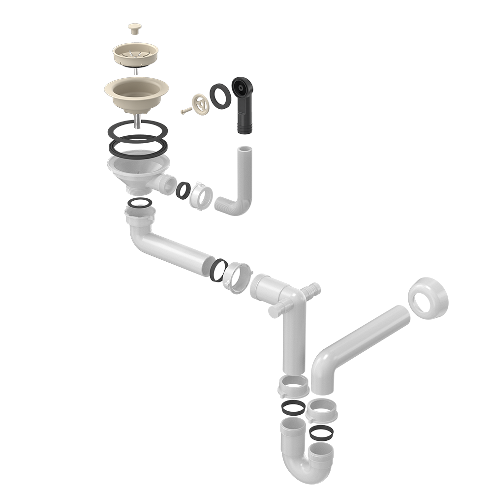 Odpływ zatyczkowy Quadron 3 1/2" z syfonem 1-komorowy Power Color river sand (GRANIT-pionowy) save space