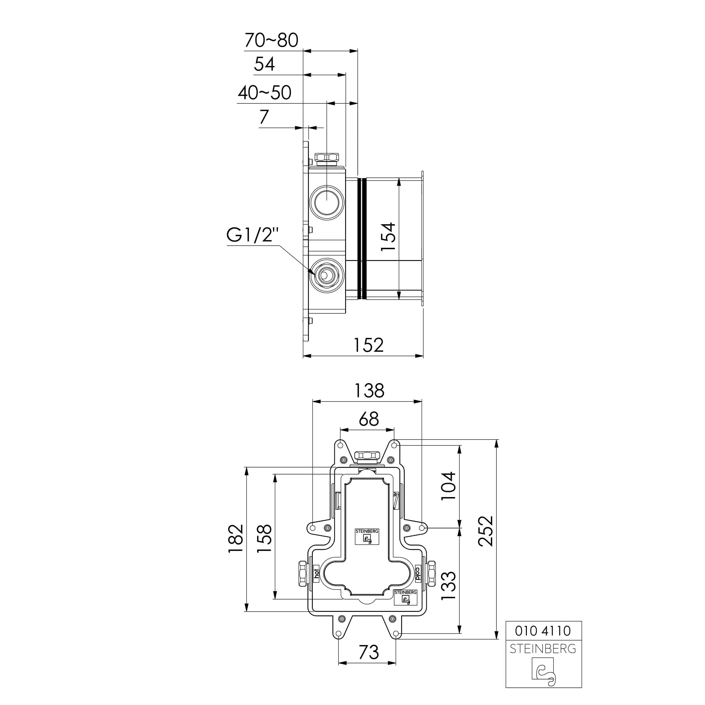 Element podtynkowy Steinberg 010 4110, do termostatu, chrom