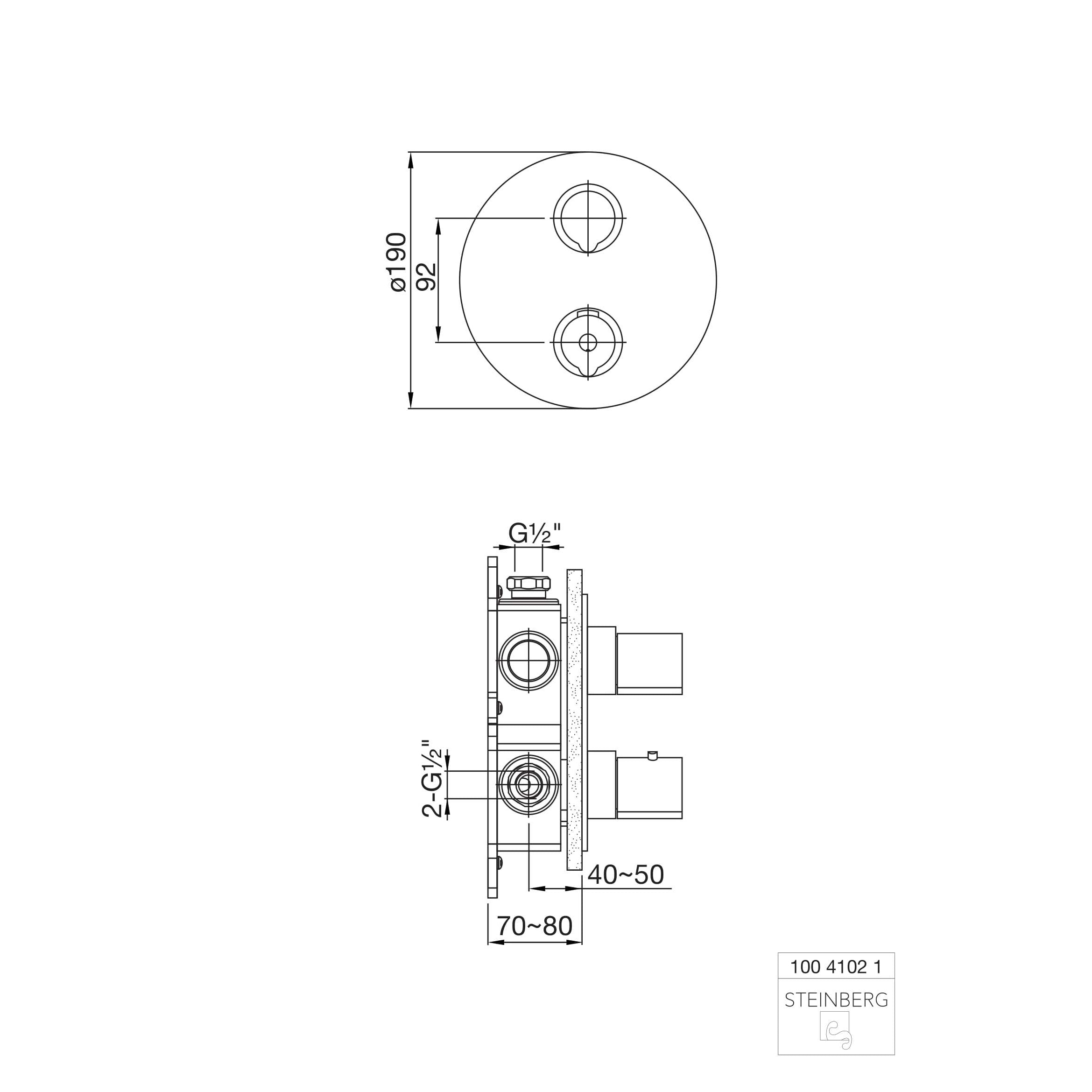 Bateria prysznicowa Steinberg Seria 100 4102 1, element zewnętrzny, termostat