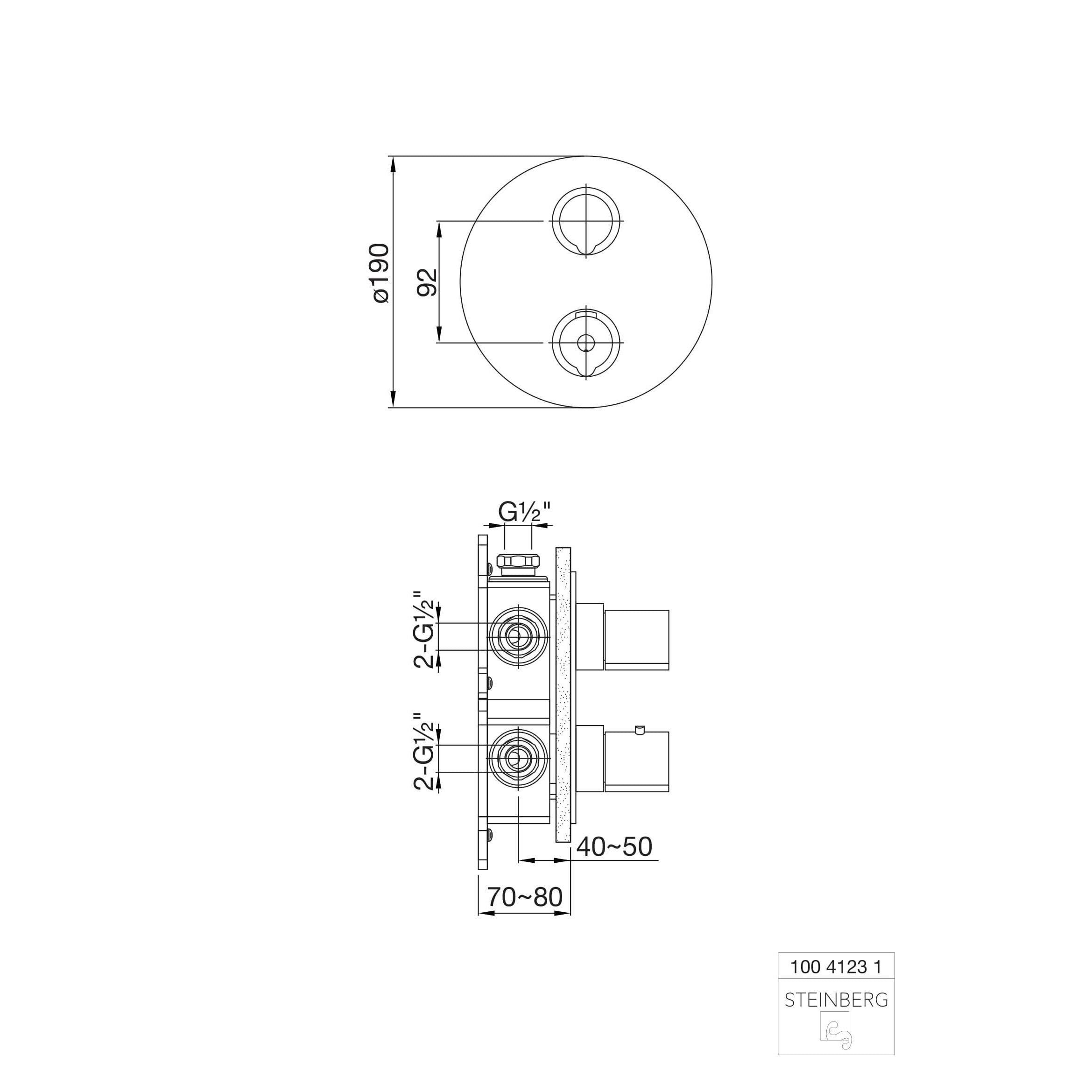 Bateria prysznicowa Steinberg Seria 100 4123 1 S, element zewnętrzny, termostat