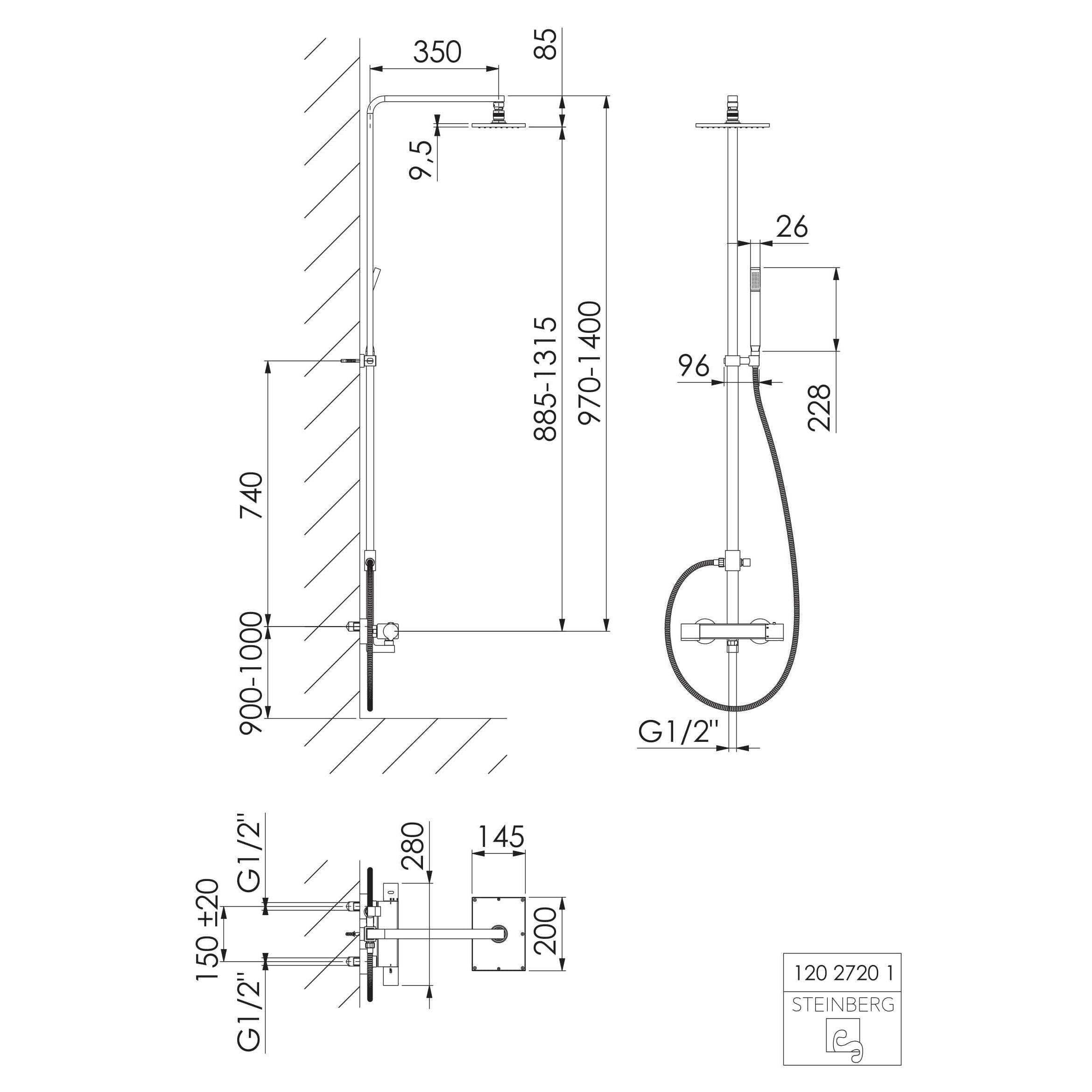 Kolumna prysznicowa Steinberg Seria 120 2720 1, termostat