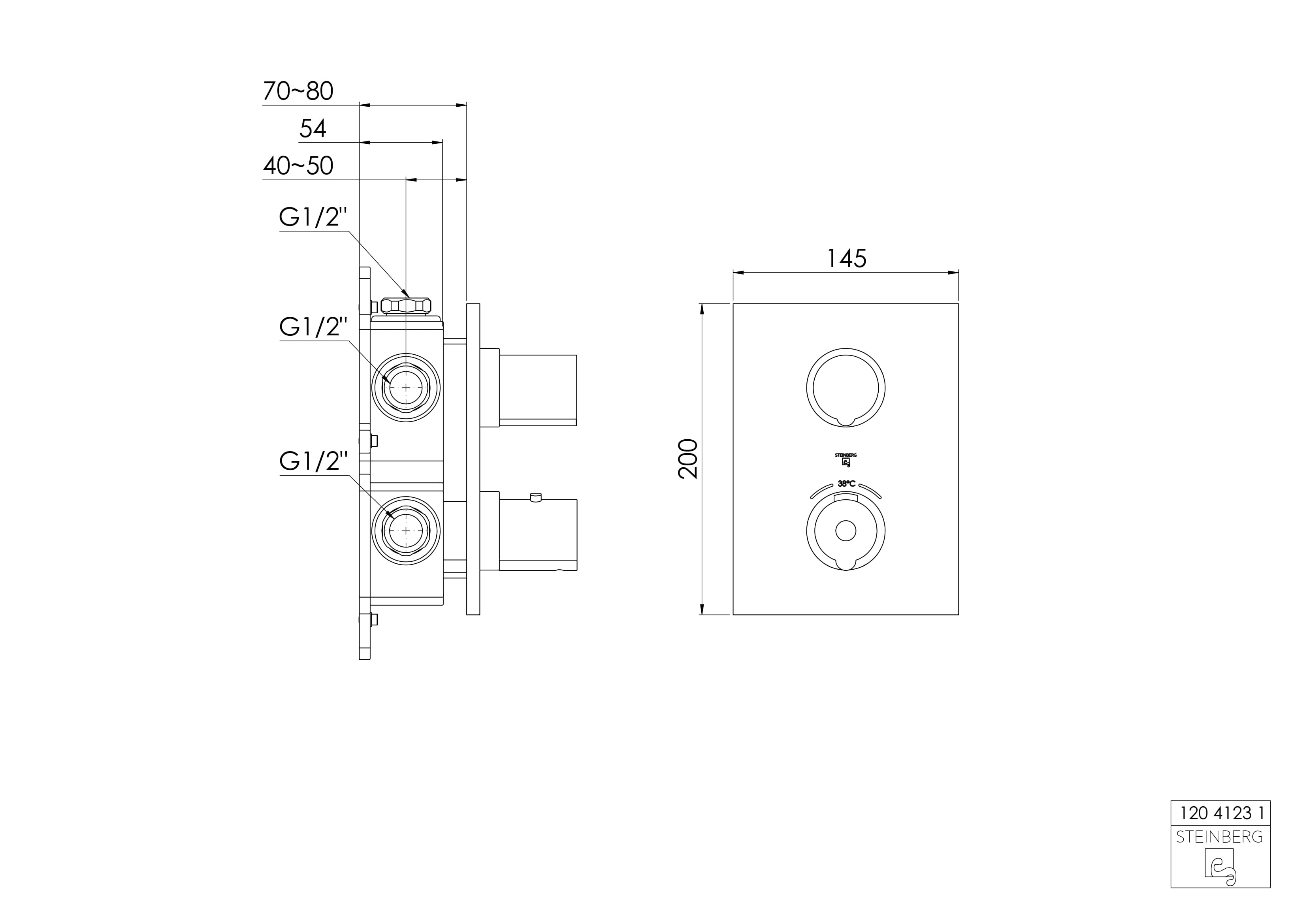 Bateria prysznicowa Steinberg Seria 120 4123 1, element zewnętrzny do termostatu
