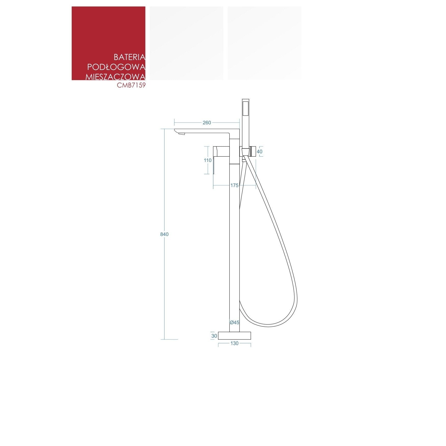 Bateria wannowa wolnostojąca Corsan CMB7159BL Trino czarna - Frapeti