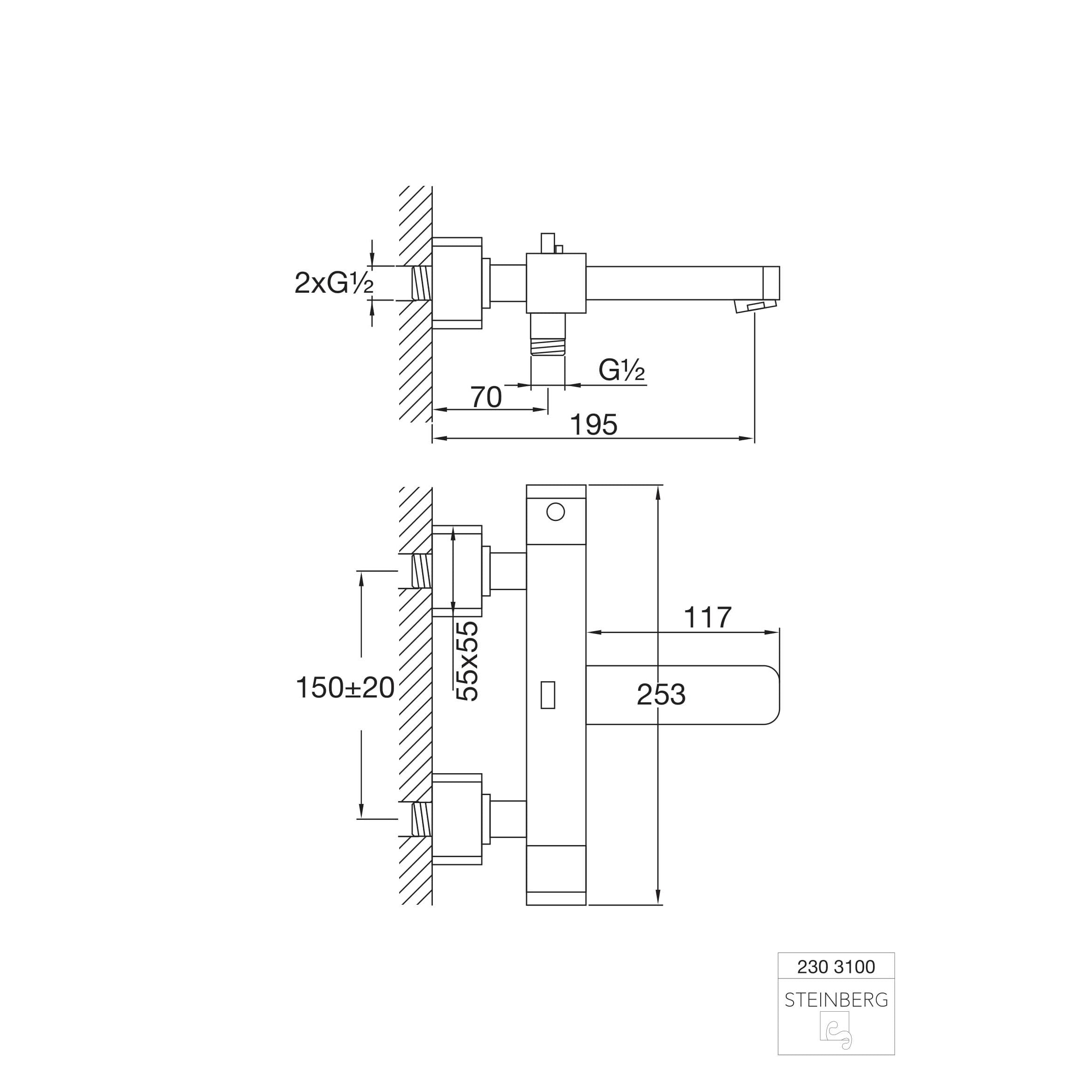 Bateria wannowa Steinberg Seria 230 3100, termostat