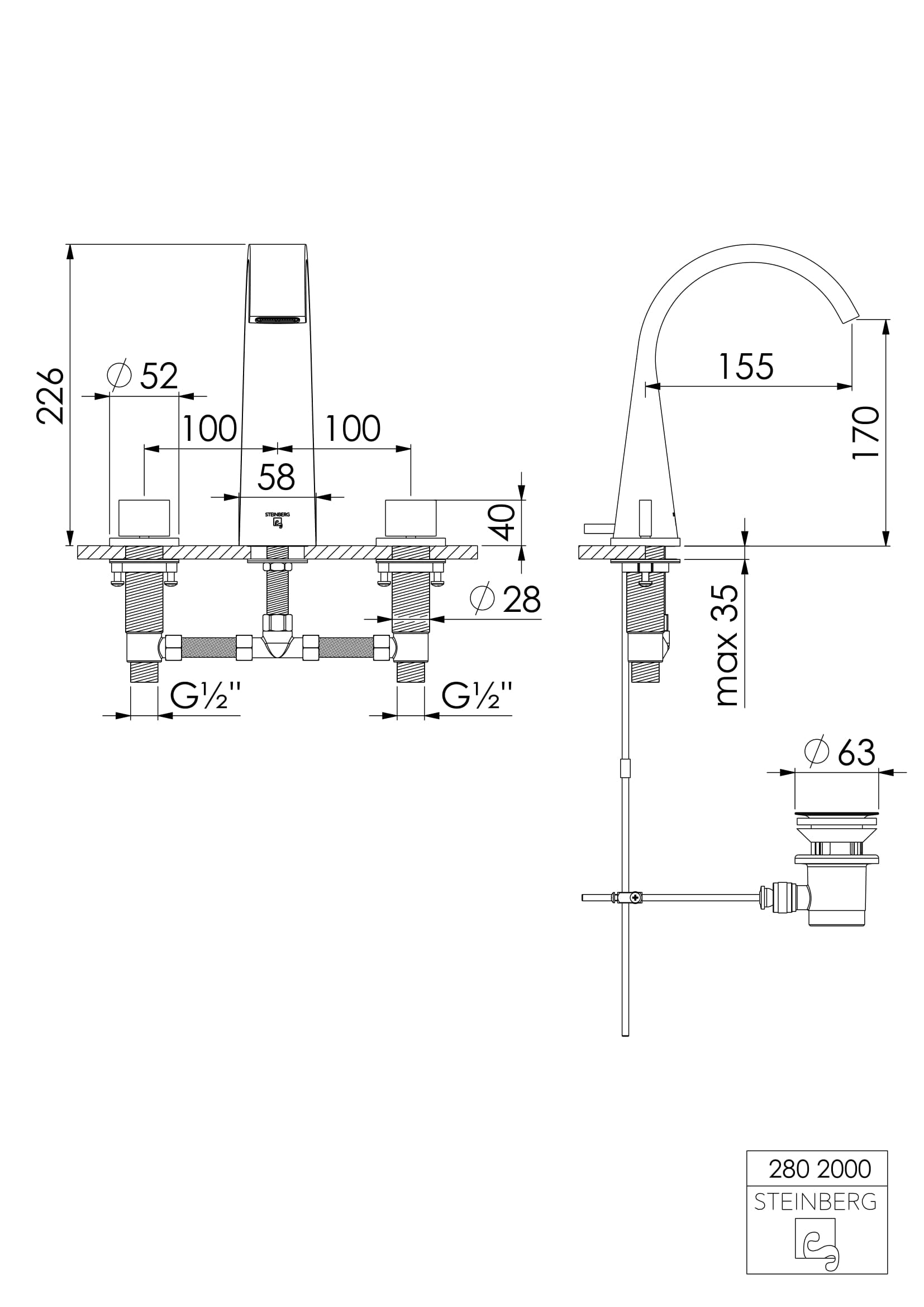 Bateria umywalkowa Steinberg Seria 280 2000