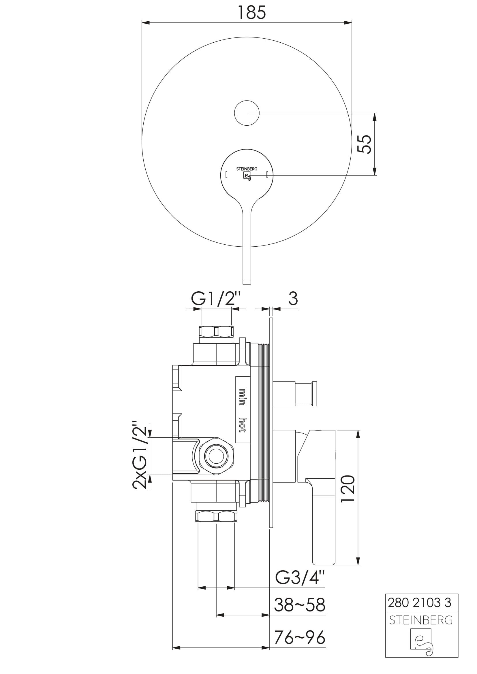 Bateria prysznicowa Steinberg Seria 280 2103 3, element zewnętrzny