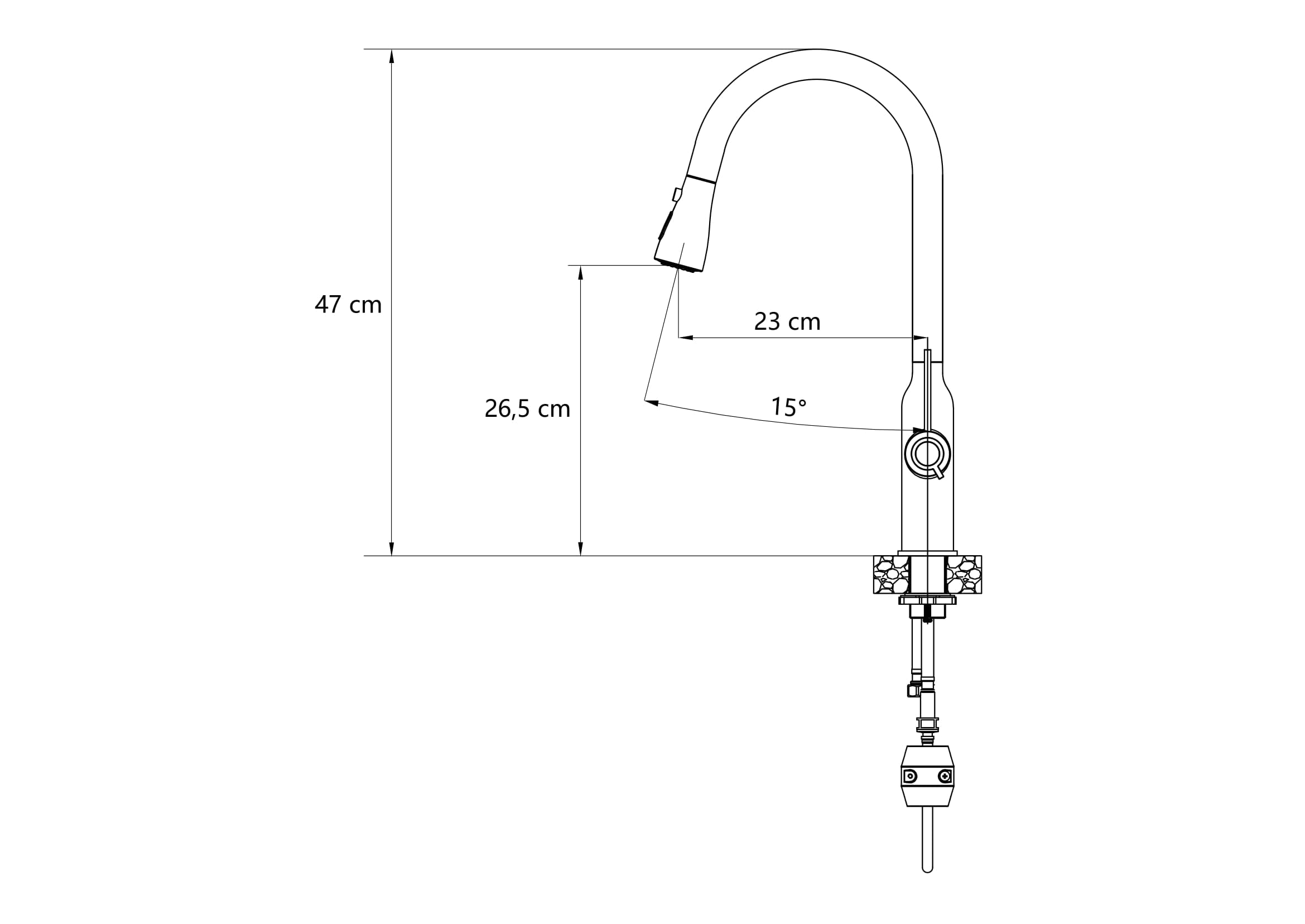 Bateria kuchenna Quadron JESSICA Q LINE Pull out shower SteelQ Nano PVD