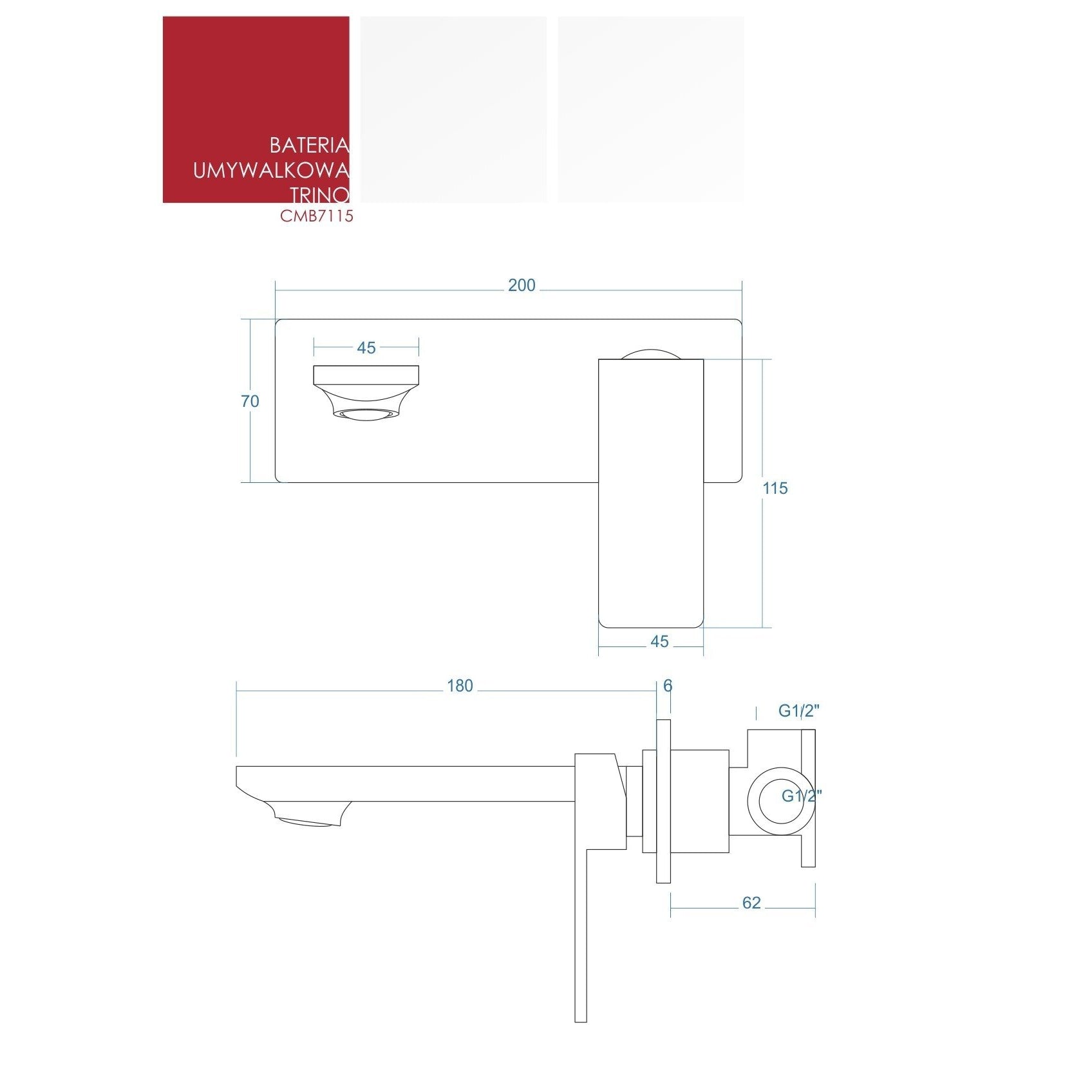 Bateria umywalkowa podtynkowa Corsan CMB7115BL Trino czarna z wylewką - Frapeti