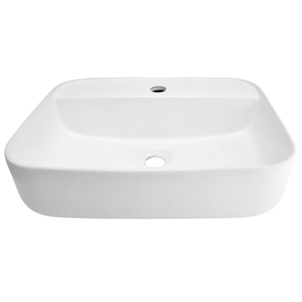 Wolnostojąca umywalka nablatowa Corsan 649896 prostokątna biała 55 x 40 x 14 cm z otworem na baterię - Frapeti