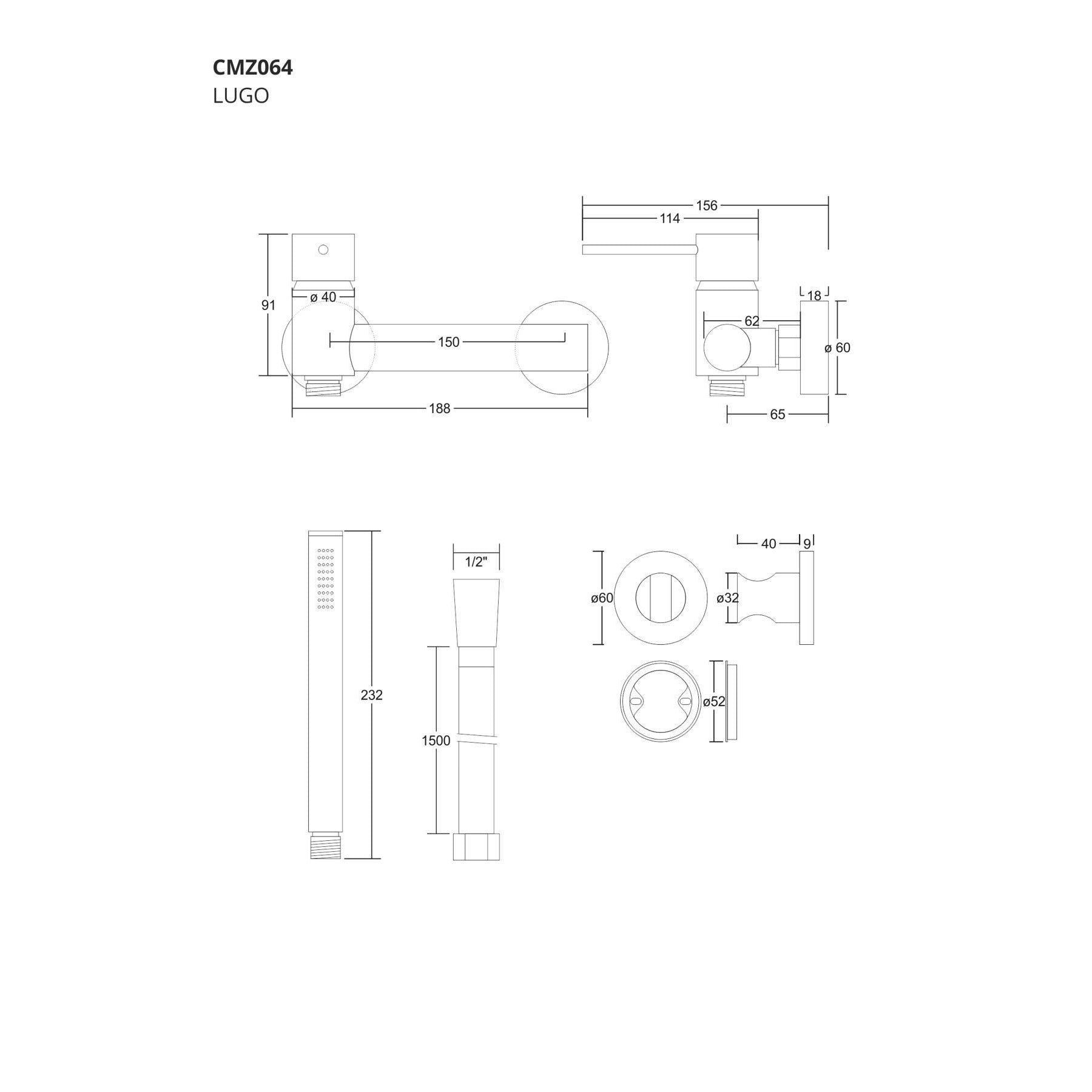 Zestaw prysznicowy Corsan CMZ064BL - Frapeti