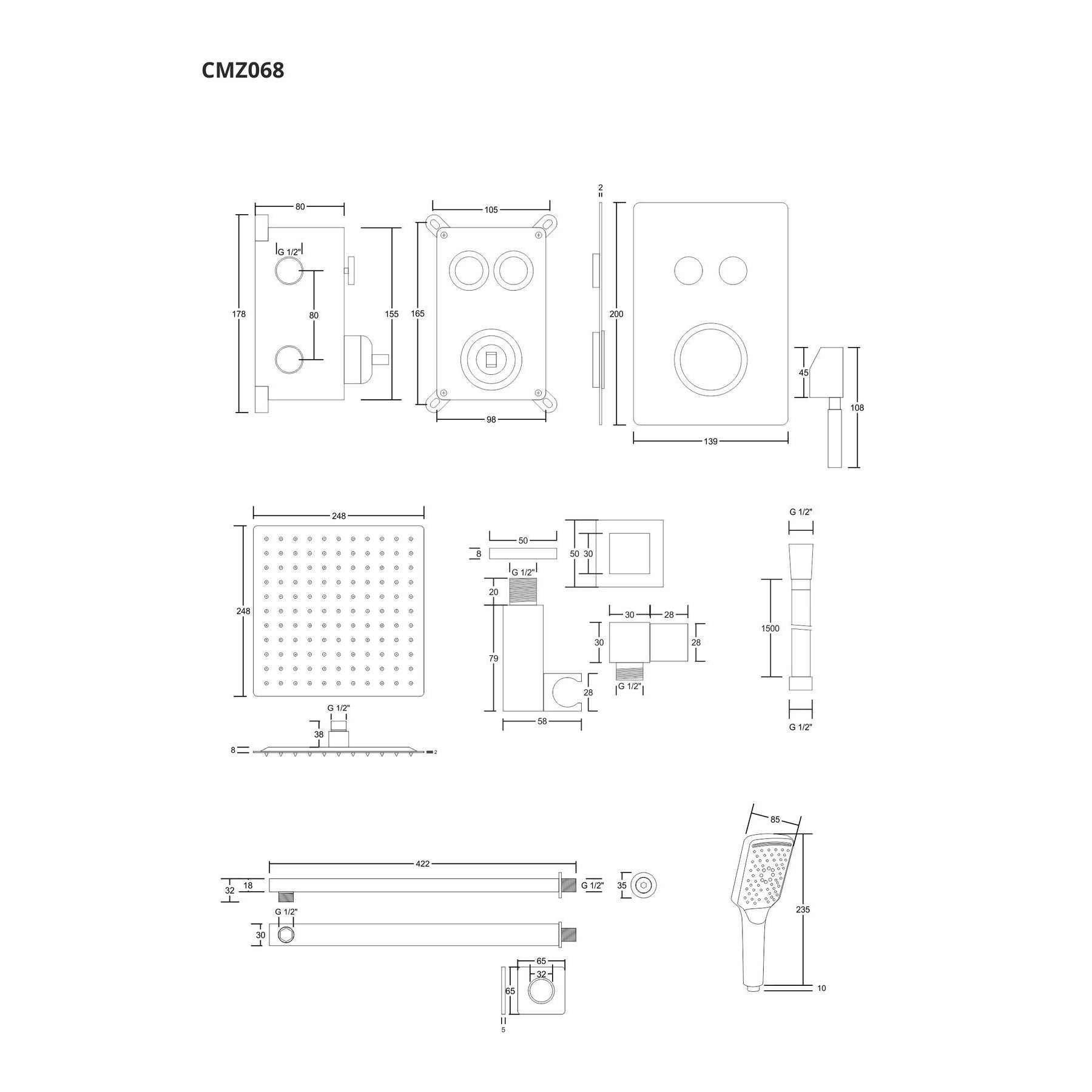 Prysznicowy zestaw podtynkowy Corsan 647007 chrom - Frapeti