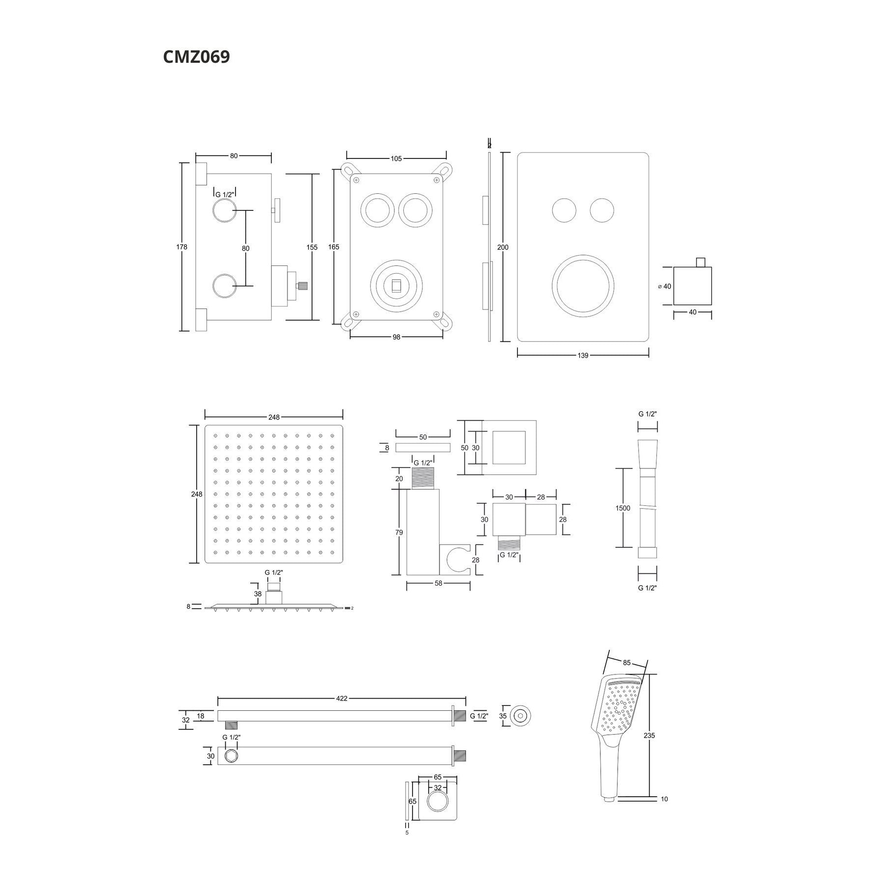 Prysznicowy zestaw podtynkowy Corsan 647014 chrom z termostatem - Frapeti