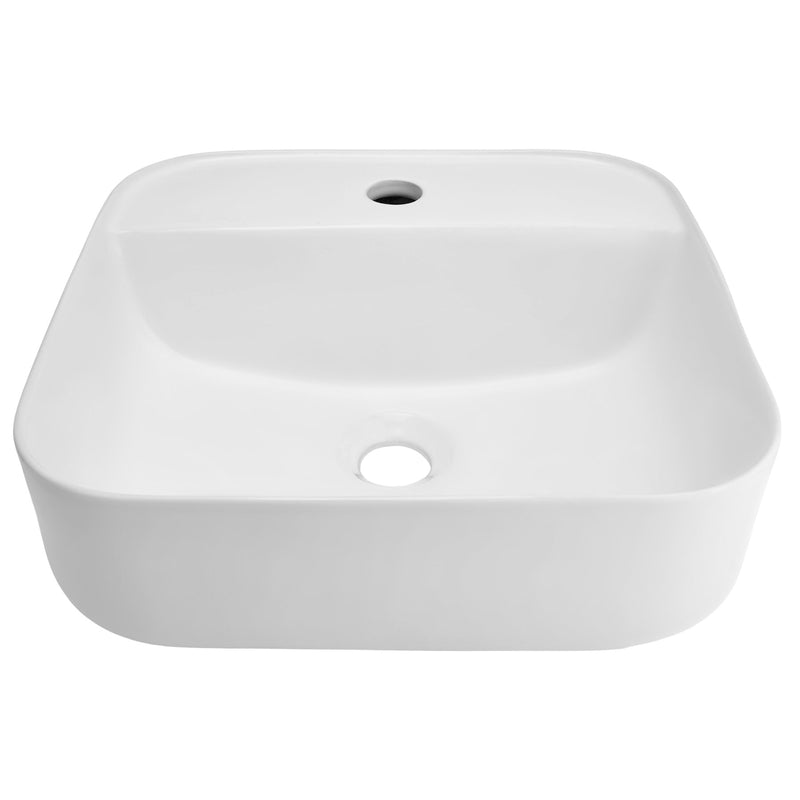 Wolnostojąca umywalka nablatowa Corsan 649902 prostokątna biała 39,5 x 39,5 x 14,5 cm z otworem na baterię - Frapeti