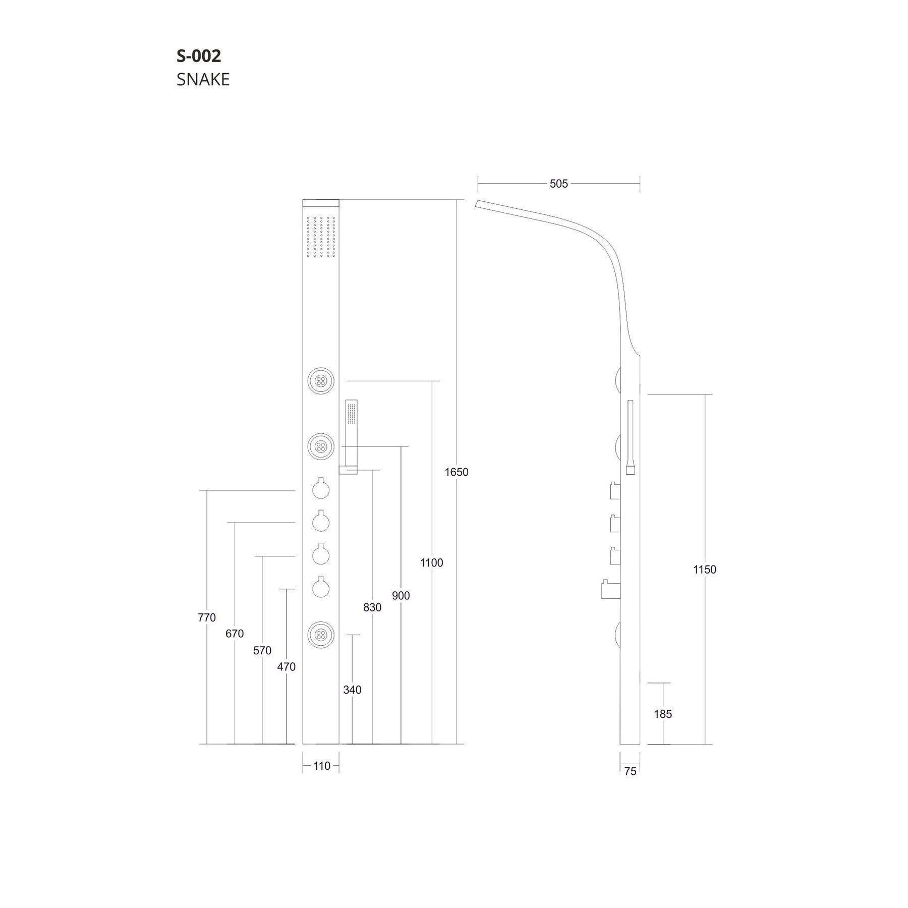 Panel prysznicowy Corsan Snake S002 z termostatem