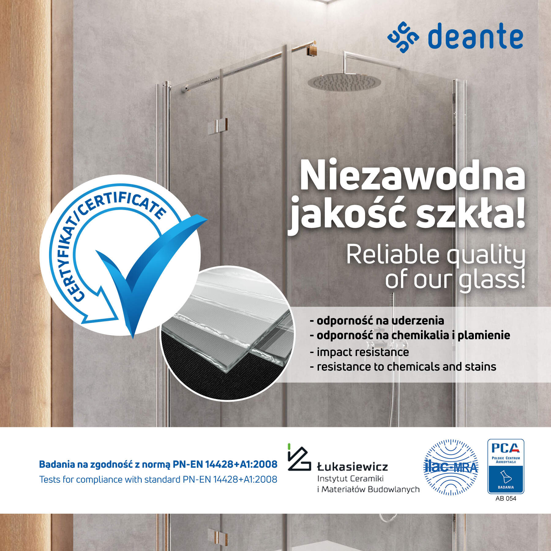 Kabina prysznicowa półokrągła 80x80 cm - czteroszybowa Deante Abelia KTA_052P 3