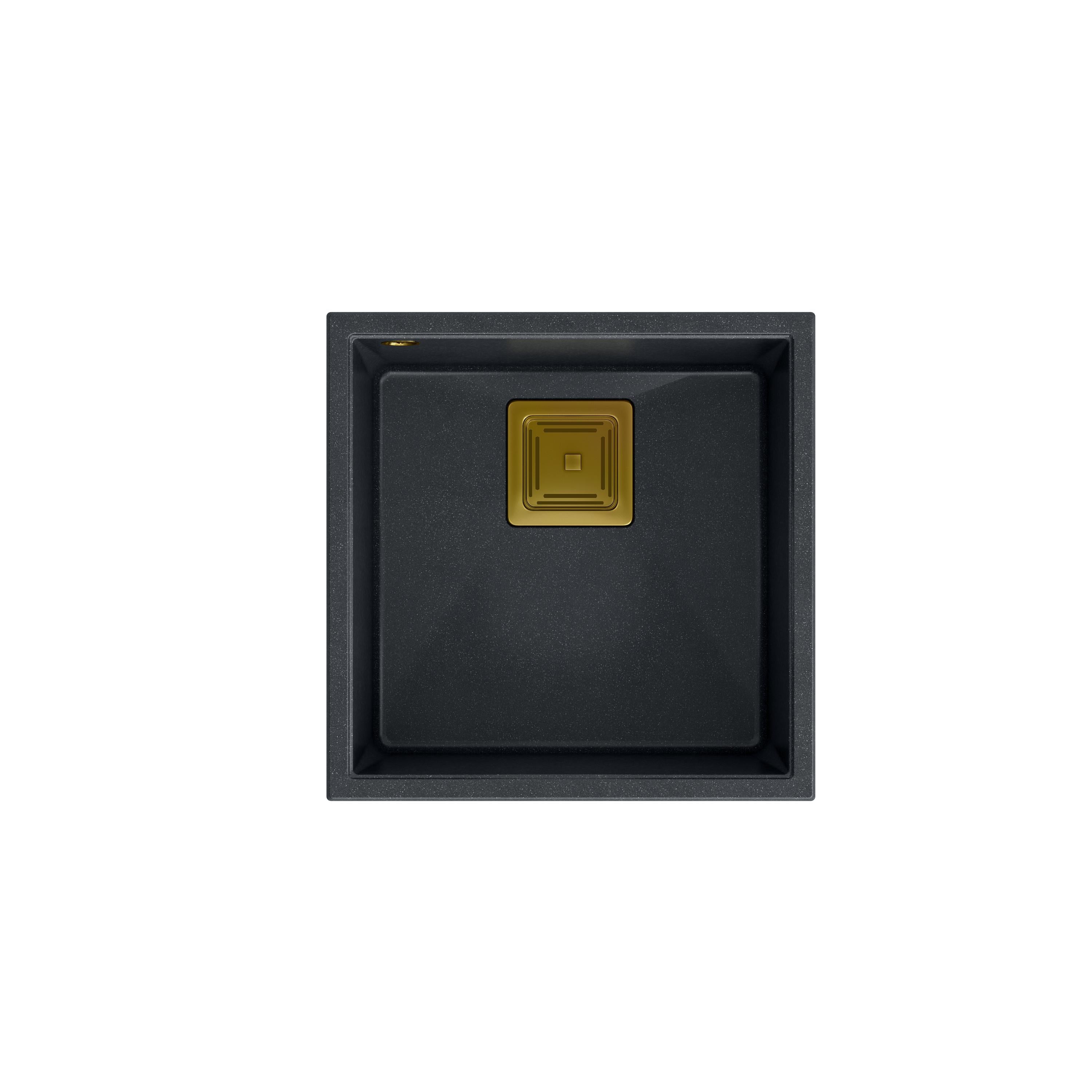 Zlewozmywak granitowy Quadron DAVID 40 GraniteQ black diamond - czarny elementy miedziane / stalowe / złote