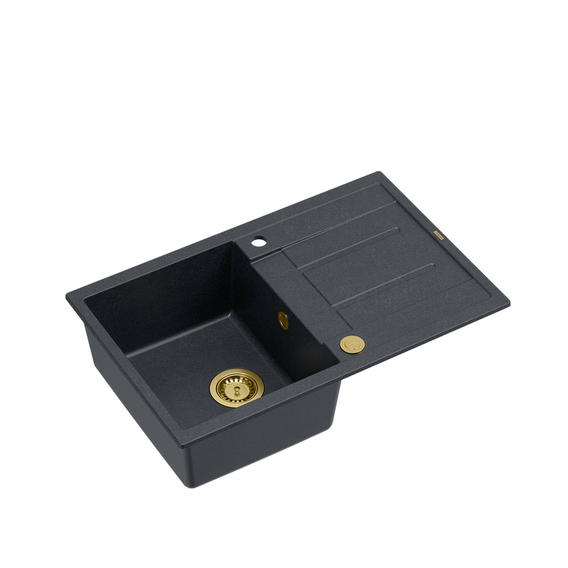 Zlewozmywak granitowy Quadron MORGAN 111 GraniteQ black diamond Push To Open - czarny