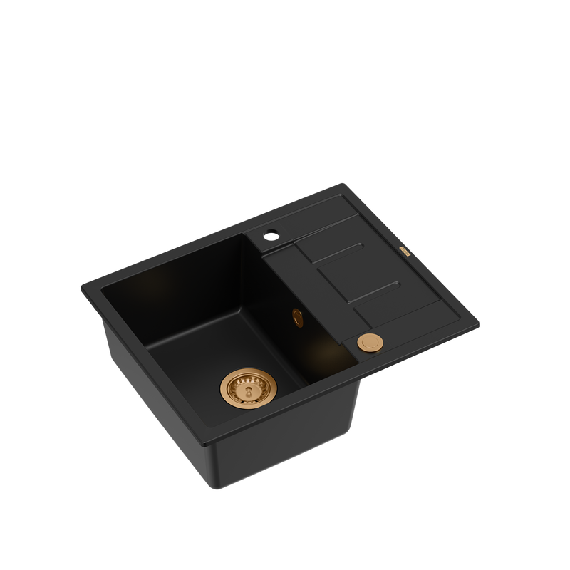 Zlewozmywak granitowy Quadron MORGAN 116 GraniteQ  pure carbon z Push To Open - czarny