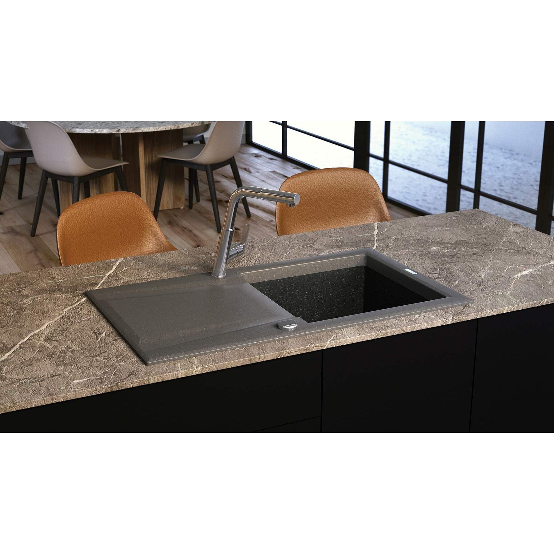 Bateria kuchenna z wyciąganą wylewką Deante Silia BQS_073M 3