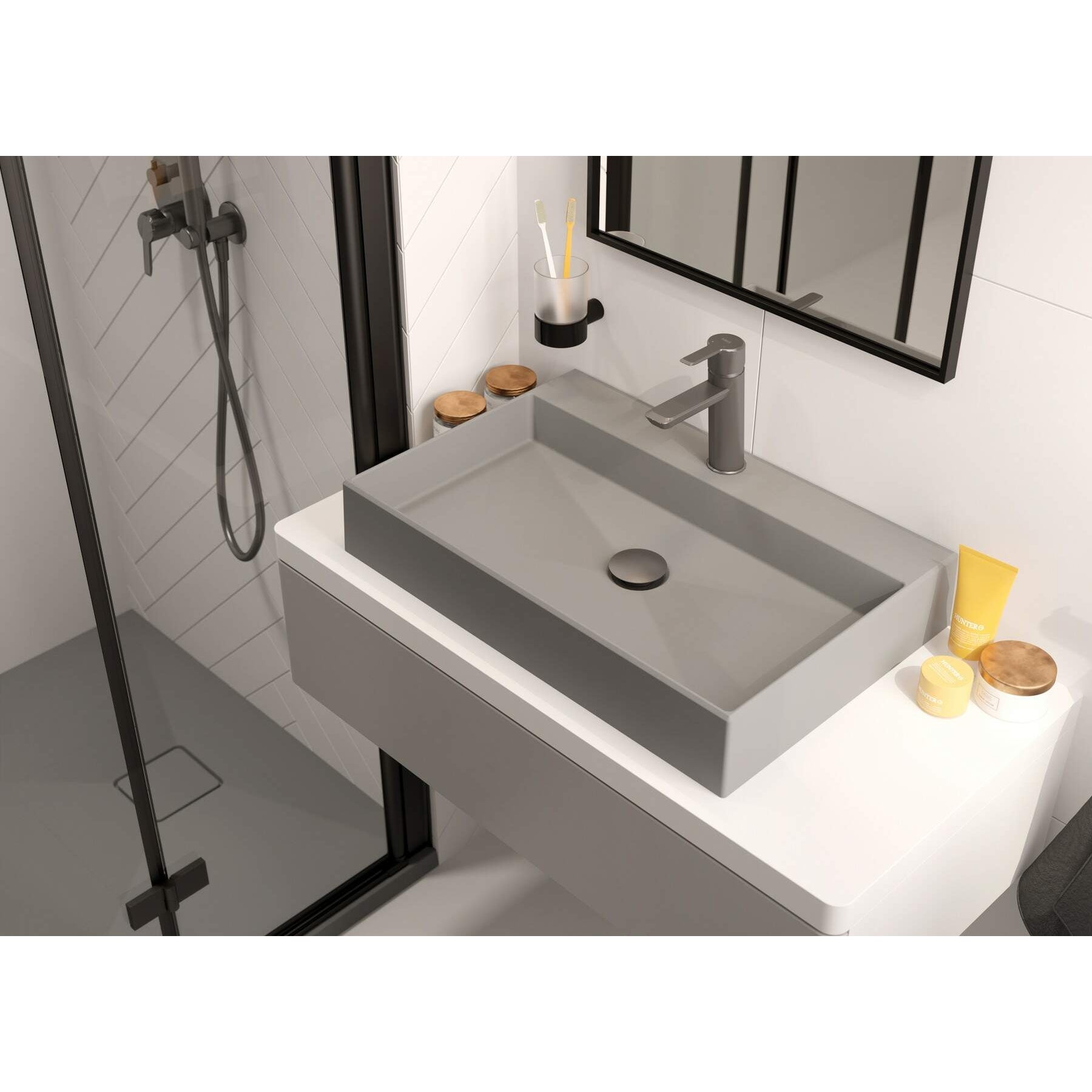Brodzik granitowy kwadratowy 90x90 cm Deante Correo KQR_S41B 7