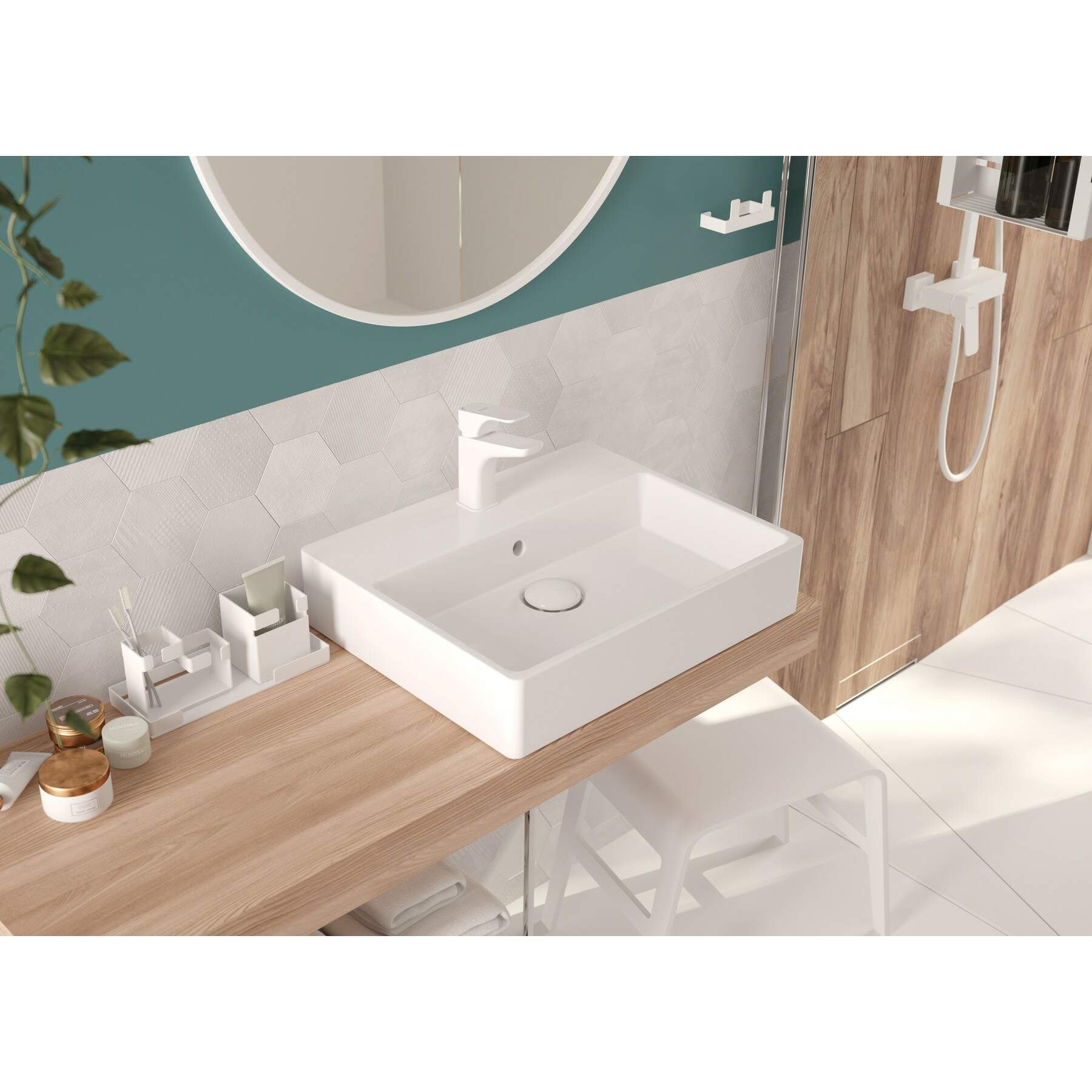 Umywalka ceramiczna nablatowa - 50x40 cm Deante Temisto CDT_6U4S 8
