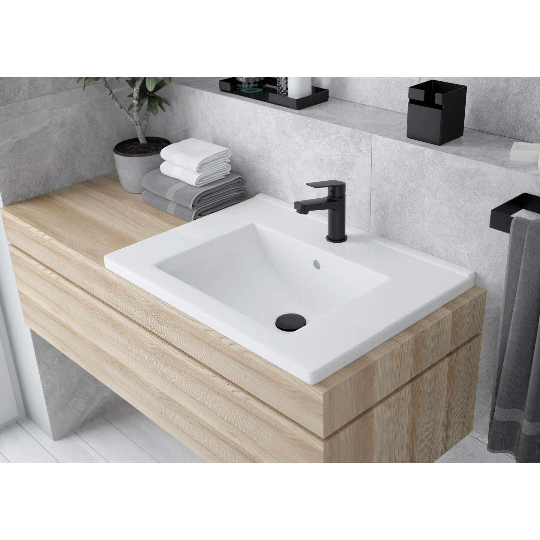 Umywalka ceramiczna wpuszczana w blat - 60 cm Deante Floks CDI_6U6M 5