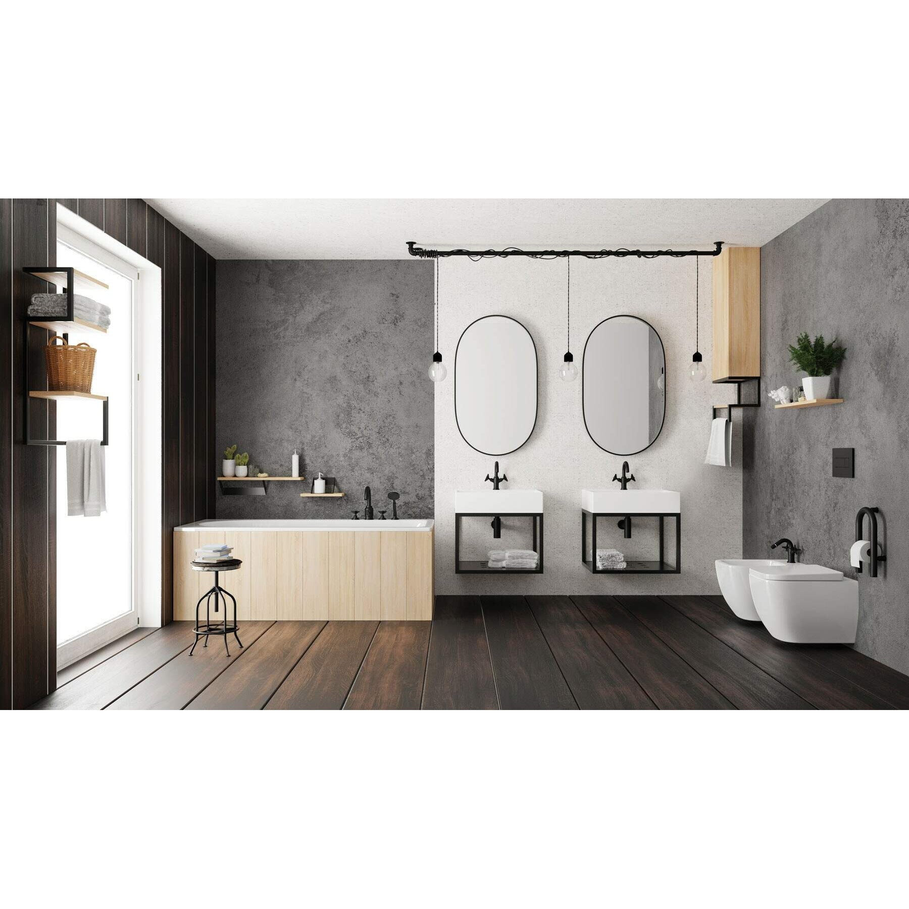 Bateria wannowa 4-otworowa z zestawem prysznicowym Deante Temisto BQT_N14D 4