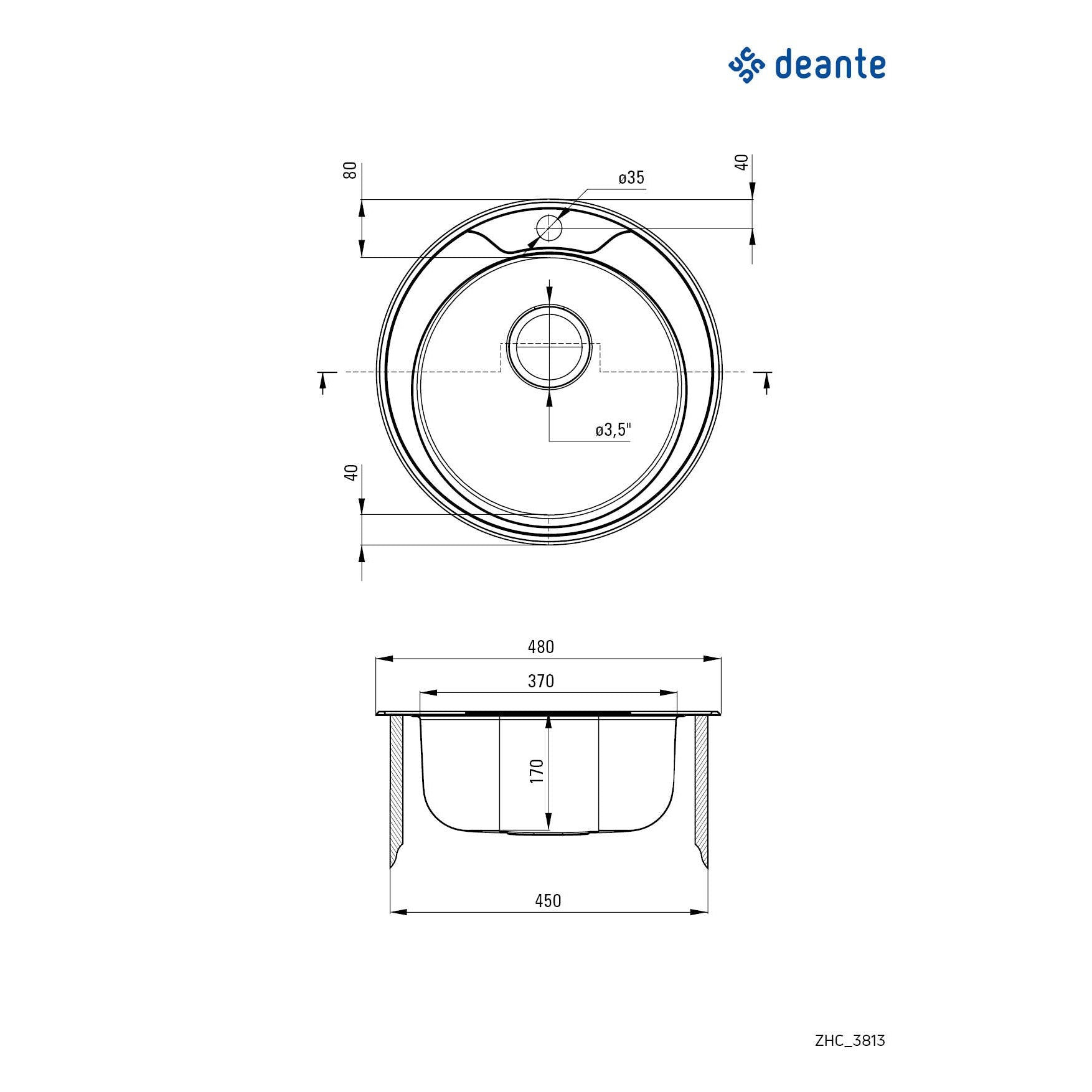 Zlewozmywak stalowy 1-komorowy Deante Twist ZHC_3813 2