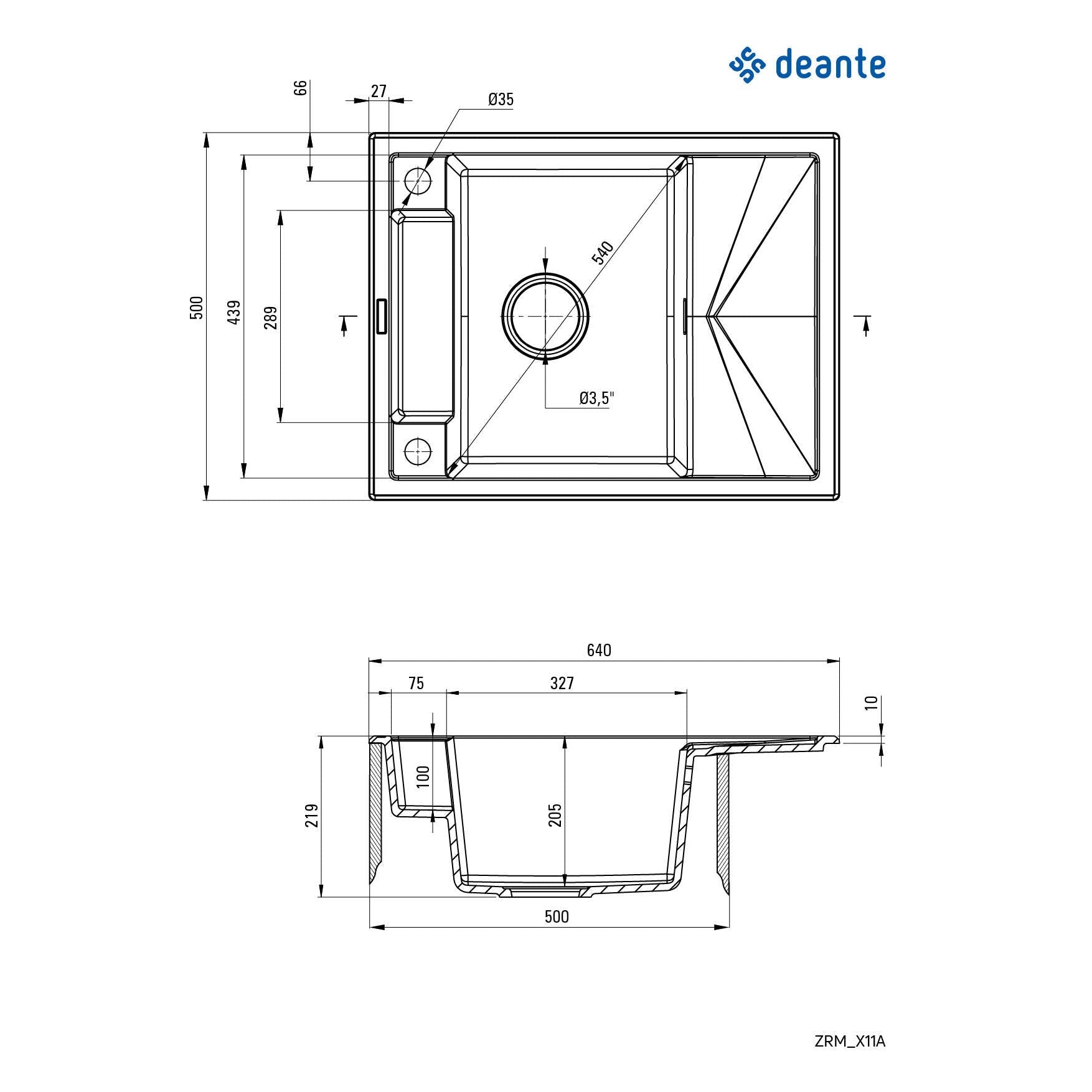 Zlewozmywak granitowy magnetyczny 1-komorowy z ociekaczem Deante Magnetic ZRM_A11A 2