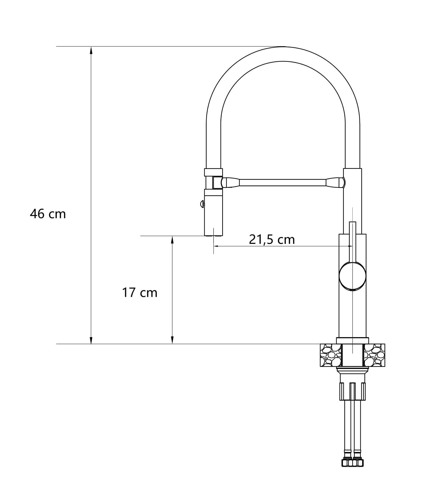 Bateria kuchenna Quadron ANDY SteelQ z ruchomą wylewką pure carbon czarna matowa