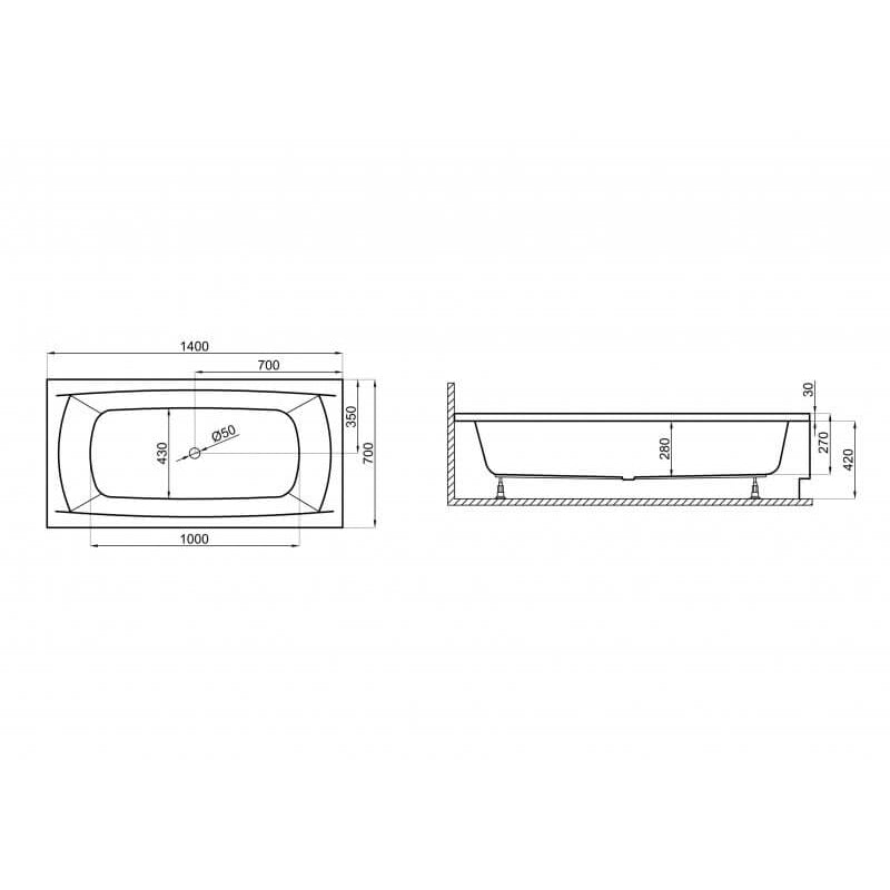 Wanna do zabudowy 140x70 APRI Polimat