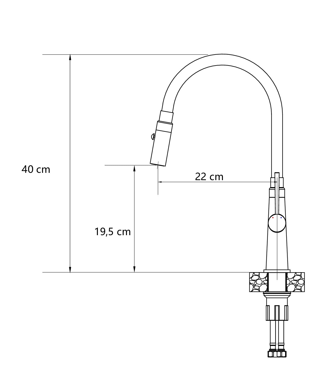 Bateria kuchenna Quadron GINA SteelQ z elastyczną wylewką, pure carbon czarny mat