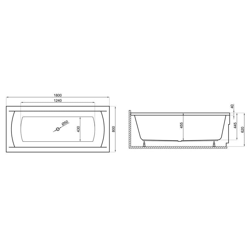 Wanna do zabudowy 190x90 INES Polimat