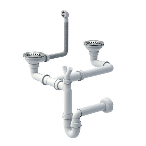 Odpływ zlewozmywakowy Quadron stal szczotkowana 3 1/2" z syfonem dwukomorowy save space