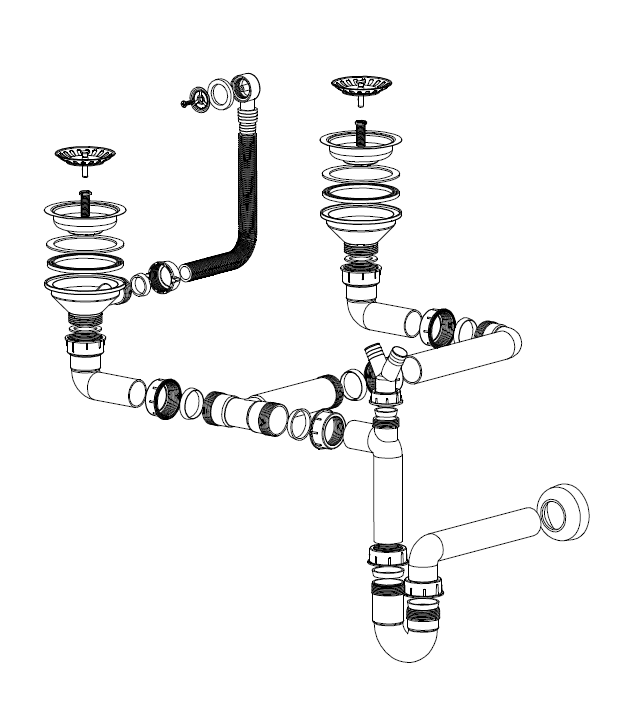 Odpływ zlewozmywakowy Quadron 3 1/2" z syfonem dwukomorowy save space