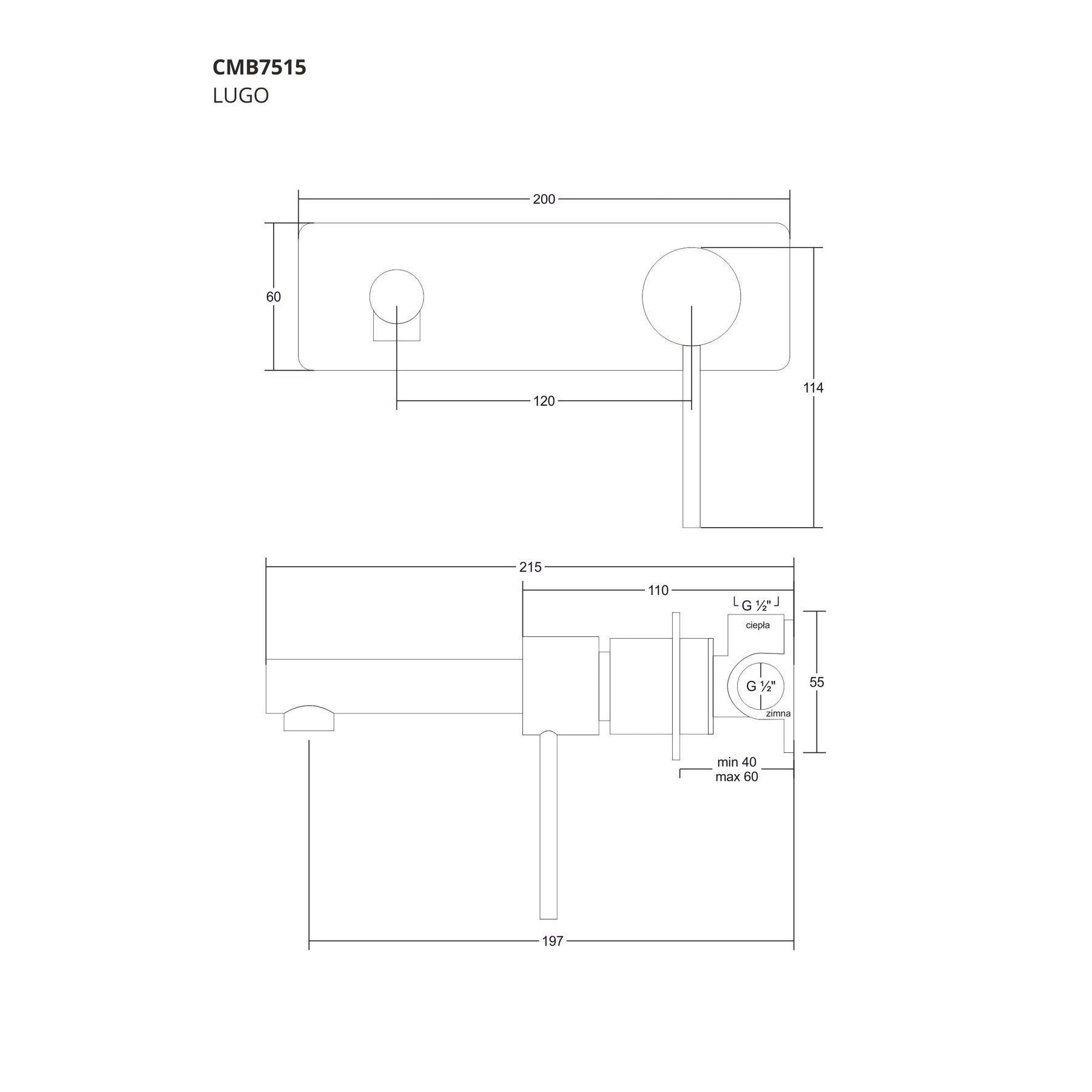Bateria umywalkowa podtynkowa Corsan CMB7515 Lugo